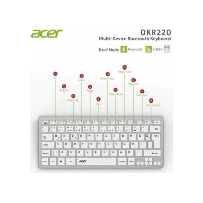 ACER OKR220 USB+BLUETOOTH ÇOKLU CİHAZ DESTEKLİ KABLOSUZ MİNİ KLAVYE BEYAZ