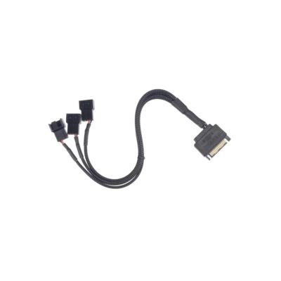 Alfais 4597 Sata Power To Fan Çevirici 3 Port Y Pin PWM Çoklayıcı Splitter Fan Kablosu