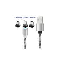iphone Samsung Micro Usb Type c 4910a Mıknatıslı Data Şarj Kablo
