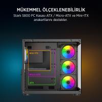 James Donkey Stark S800 4xARGB Temperli Cam 650W 80+ Bronze ATX Siyah Gaming (Oyuncu) Kasa