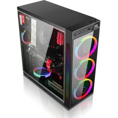 POWERBOOST VK-C12B USB 3.0 TEMPERED GLASS 4x120mm RGB FAN ATX SİYAH KASA