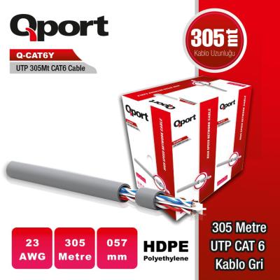 QPORT Q-CAT6Y 305 METRE 23AWG GRI CAT6 UTP PE KABLO