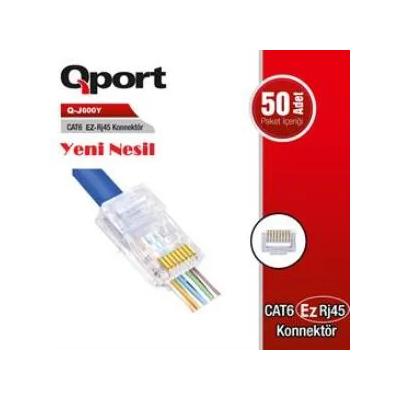 QPORT Q-J600Y CAT6 50 LİK PAKET EZ-RJ45 YENİ NESİL KONNEKTÖR