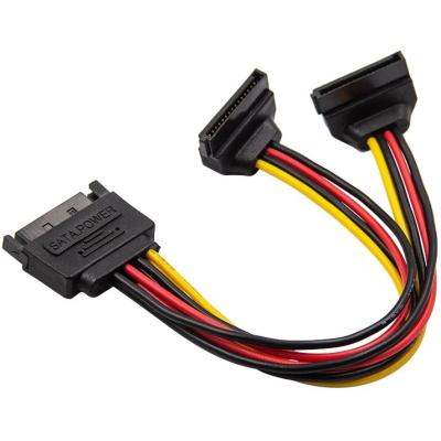 Sata 15 Pin Dişi Erkek 2 Port Çoklayıcı 4683 Y Kablosu Dirsek 90