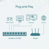 TP-LINK LS1008 8 PORT 10/100 MBPS MASAUSTU SWITCH