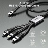 UNITEK TYPE-C 3in1 HIZLI ŞARJ KABLOSU 1.5MT 20W MICRO USB, TYPE-C, LIGHTNING (C14101AGY01-1.5M)