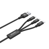 UNITEK USB-A 3in1 HIZLI ŞARJ KABLOSU 1.2MT 2.4A MICRO USB, TYPE-C, LIGHTNING (C14049BK)